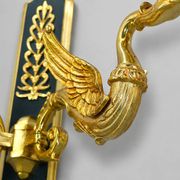 Pair of Gilded Bronze Wall Lights in Empire Style with Two Lights by Lucien Gau