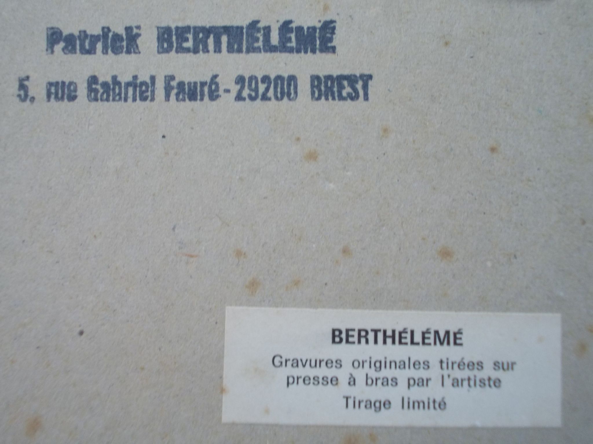 Miniature etching, bertheleme 1983: old village of lothay finistère bretagne 29 signed numbered