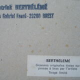 Miniature etching, bertheleme 1983: old village of lothay finistère bretagne 29 signed numbered