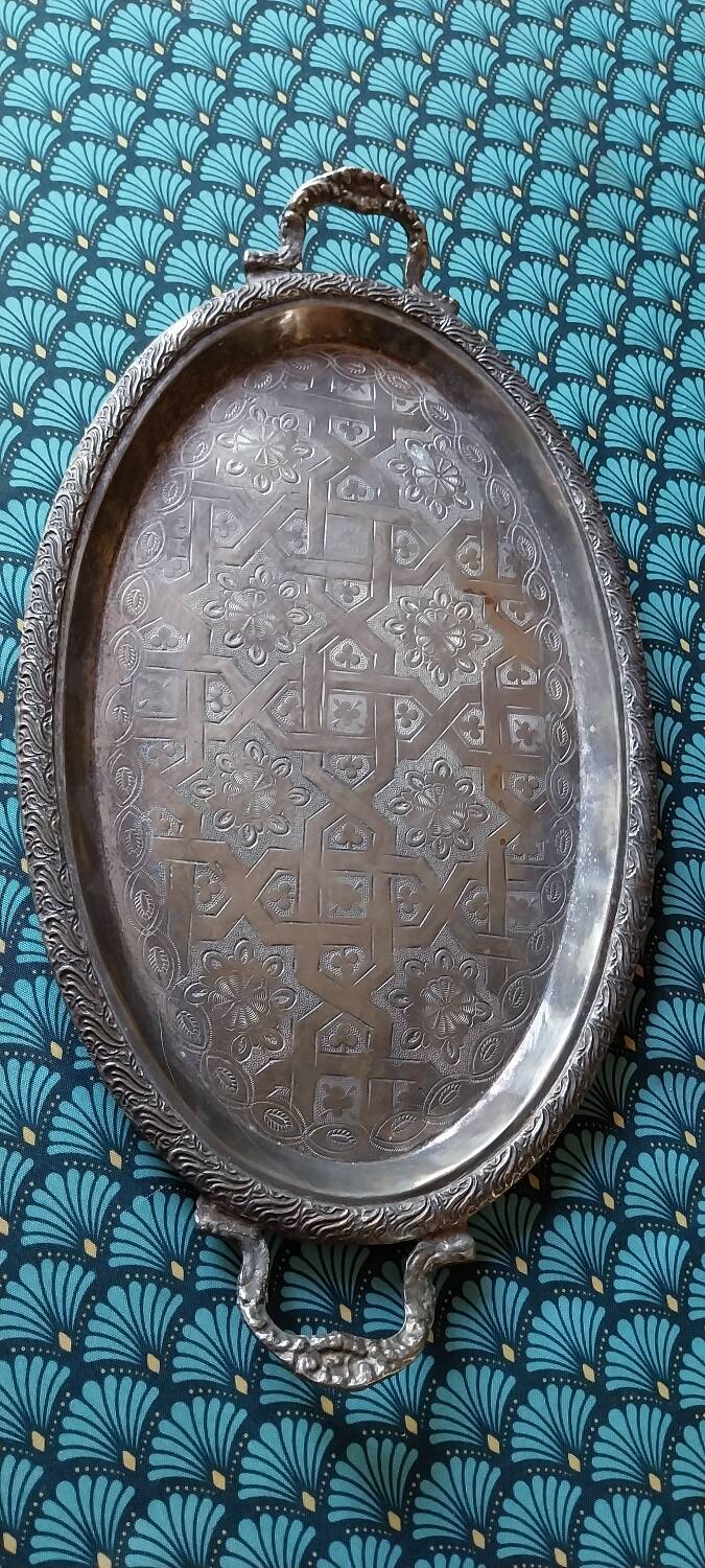 Silver metal tray