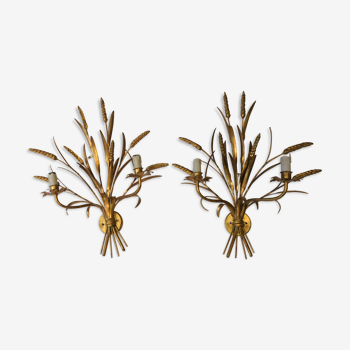 Pair sconces ears of wheat