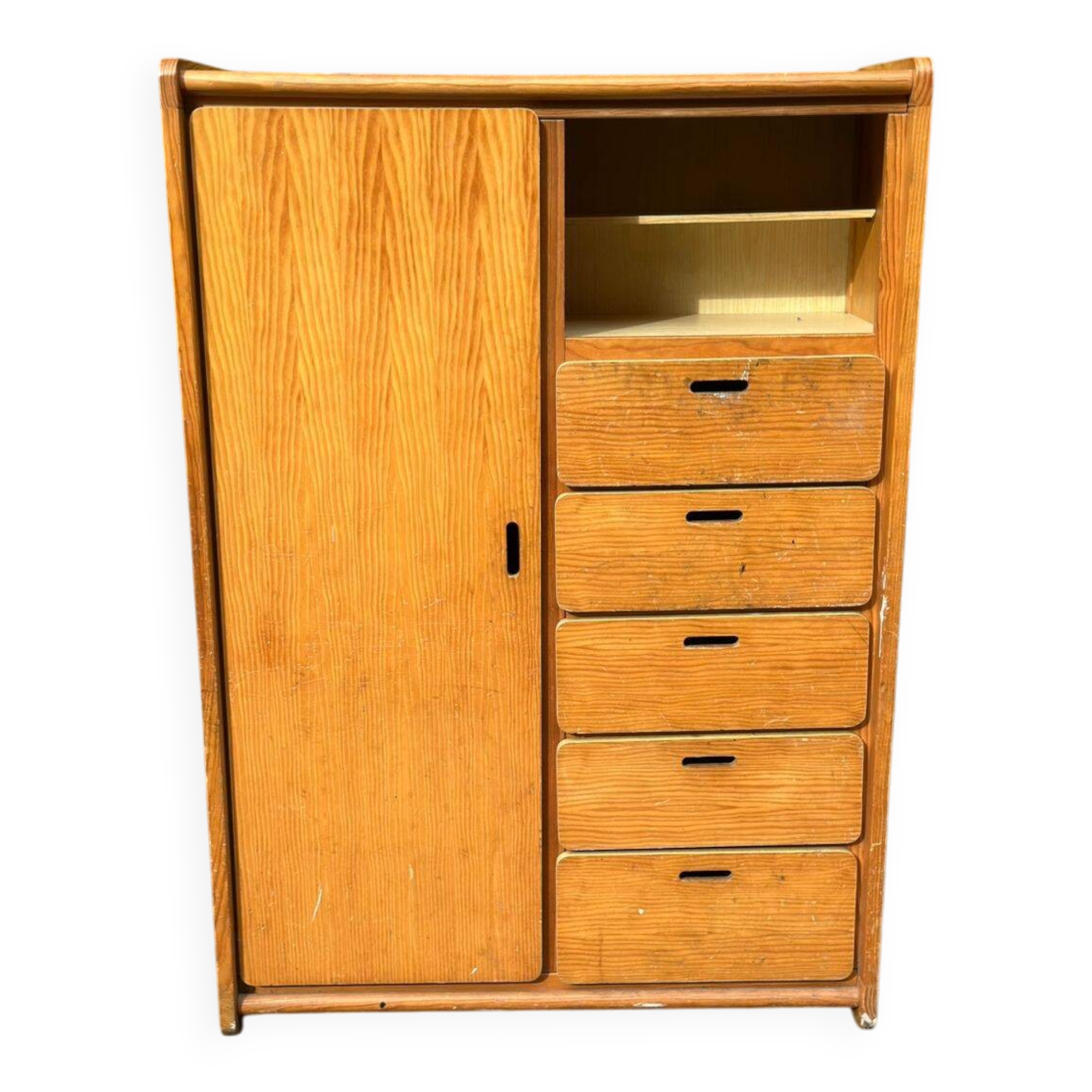 Scandinavian solid wood wardrobe chest from the 1980s.