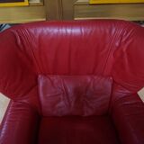 Vintage red leather Lounge Chair by Calia Italia, 1990s