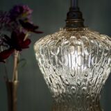 Vintage tulip pendant light in amber glass
