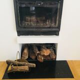 Log holder basket for brass fireplace