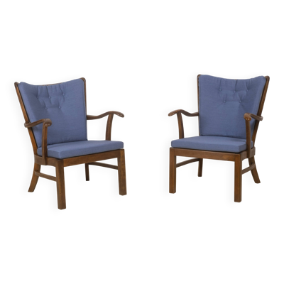 Chaises de salon des années 1940 par Tyge Hvass, modèle 1628 pour Fritz Hansen, Danemark