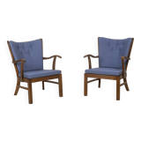 1940s Lounge Chairs by Tyge Hvass, Model 1628 for Fritz Hansen, Denmark