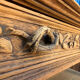 Console chêne brut massif décor végétal sculpté fin XIXe
