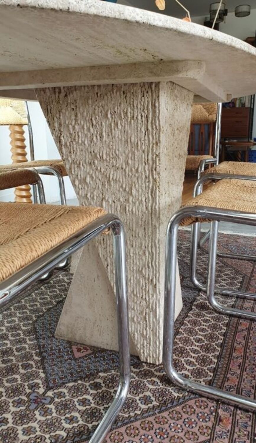 80s travertine dining table