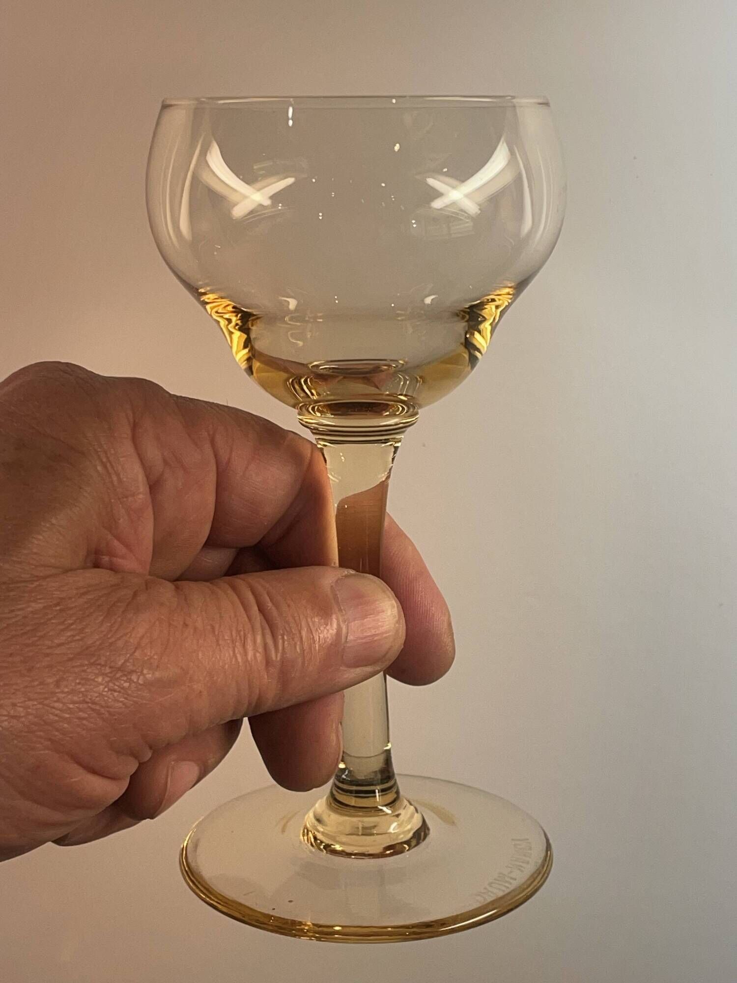 slightly amber table glass set of 7 height 14 cm, Daum Nancy