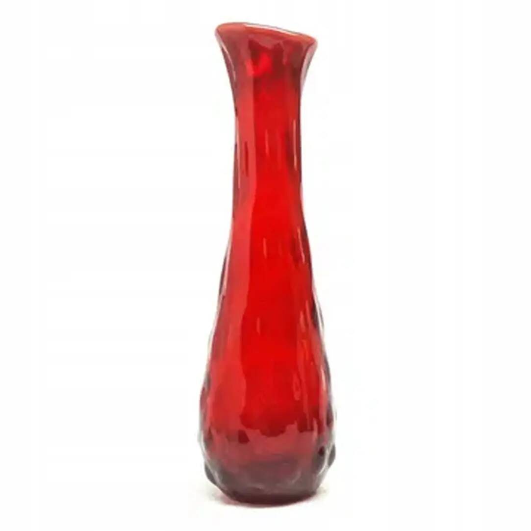 Bean vase, mid-century modern, red glass, Ząbkowice, Poland, 1970s