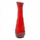 Bean vase, mid-century modern, red glass, Ząbkowice, Poland, 1970s