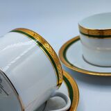 Duo cups Limoges bordered green gilded with fine gold