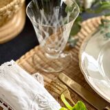 6 engraved wine glasses.