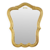 Petit miroir baroque doré à la feuille d'or classique France années 60