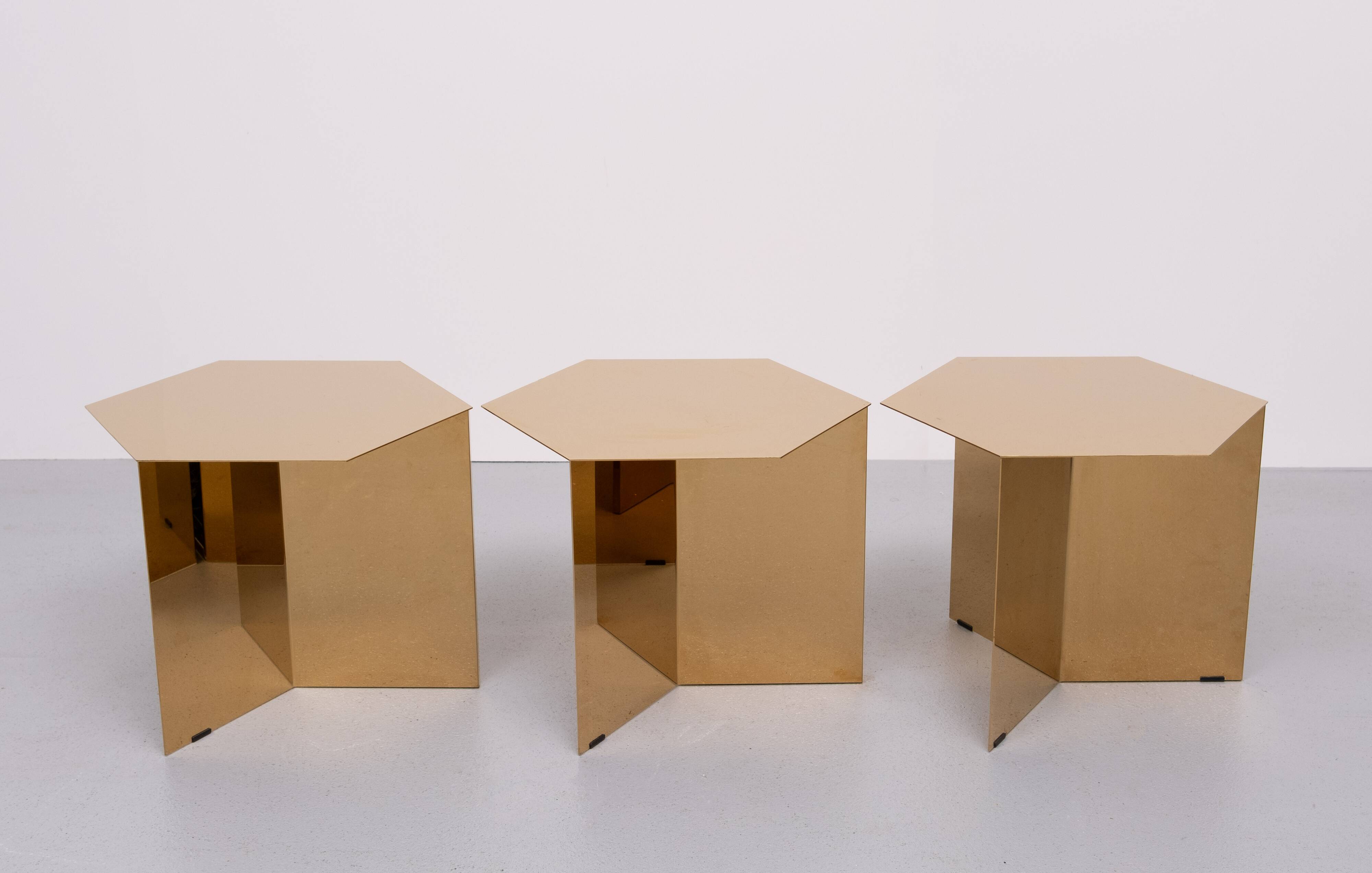 Danish brand Hay’s '' Slit '' Brass side tables set of 3