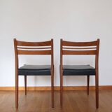 Pair of Scandinavian chairs skaï/teak