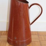 Brown enamelled steel pitcher