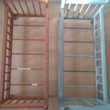 2 beds of old wooden dolls superimposed