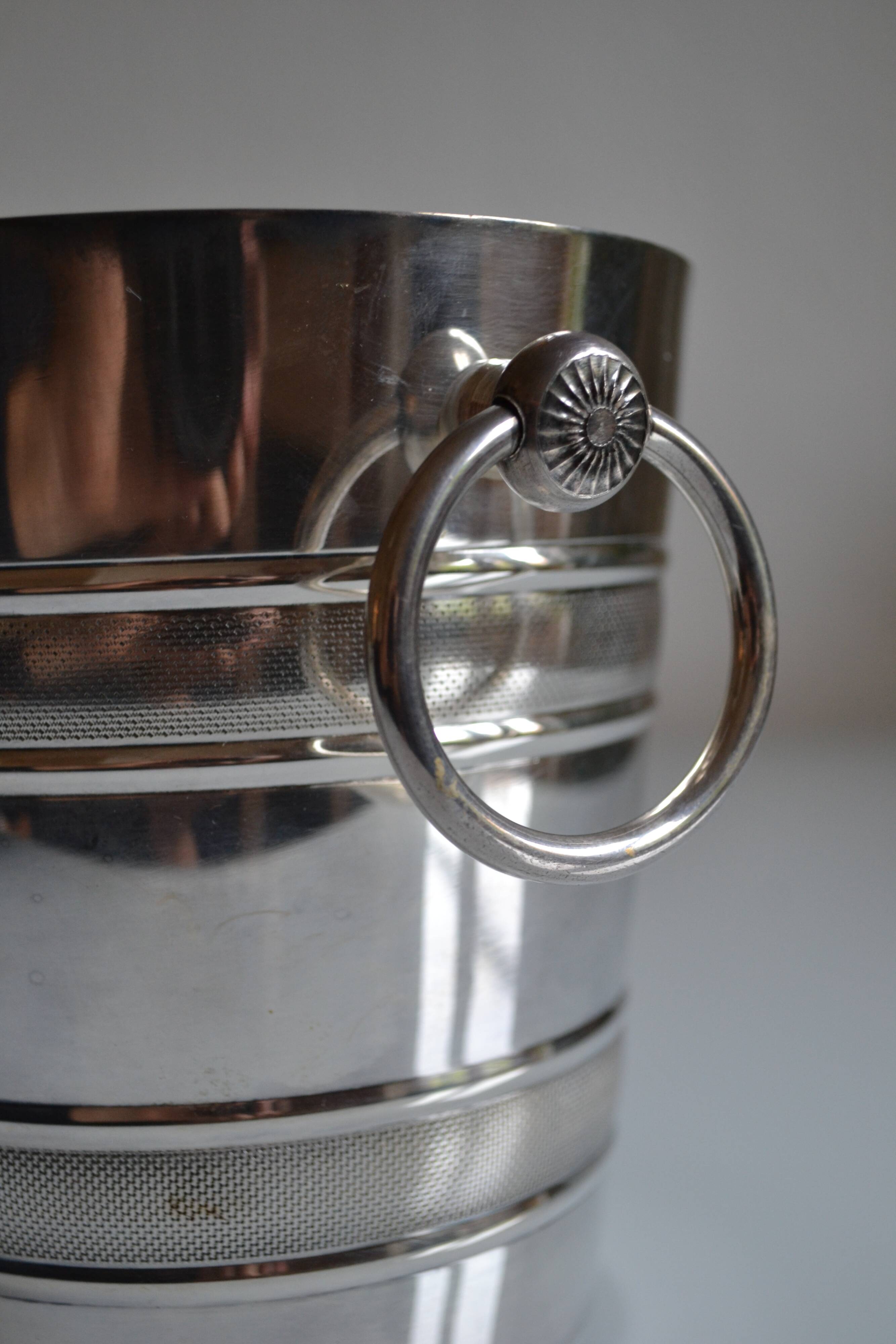 Vintage silver metal ice bucket