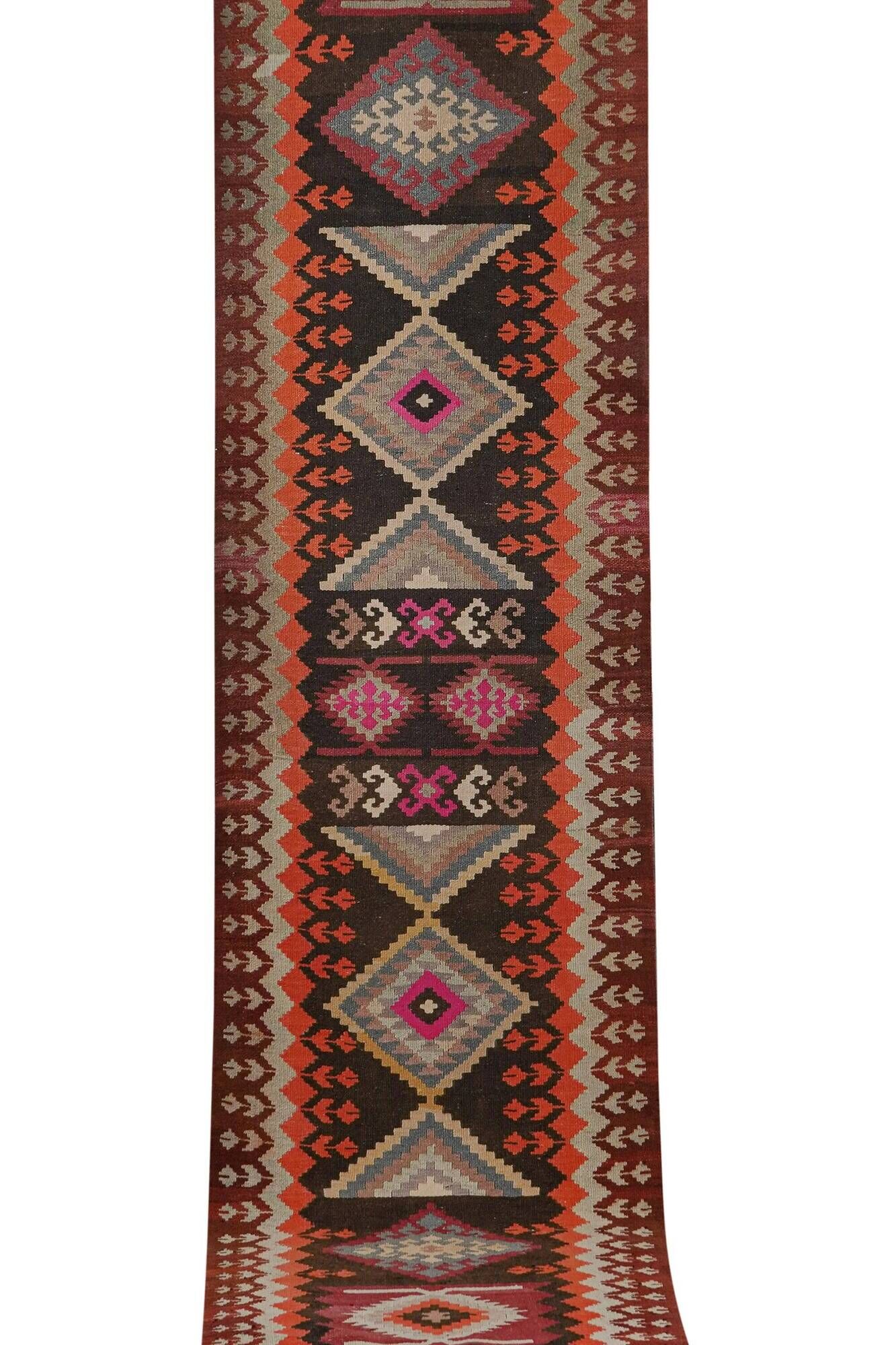 Vintage Turkish hallway rug 96x384 cm