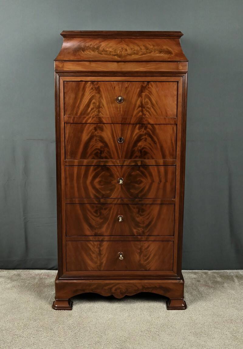 Small Secretary/Chiffonier in Mahogany Burl and Lemonwood – 1900