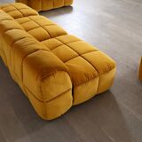 Cini Boeri for Arflex Modular Strips Sofa in Ocre velvet, Italy 1968