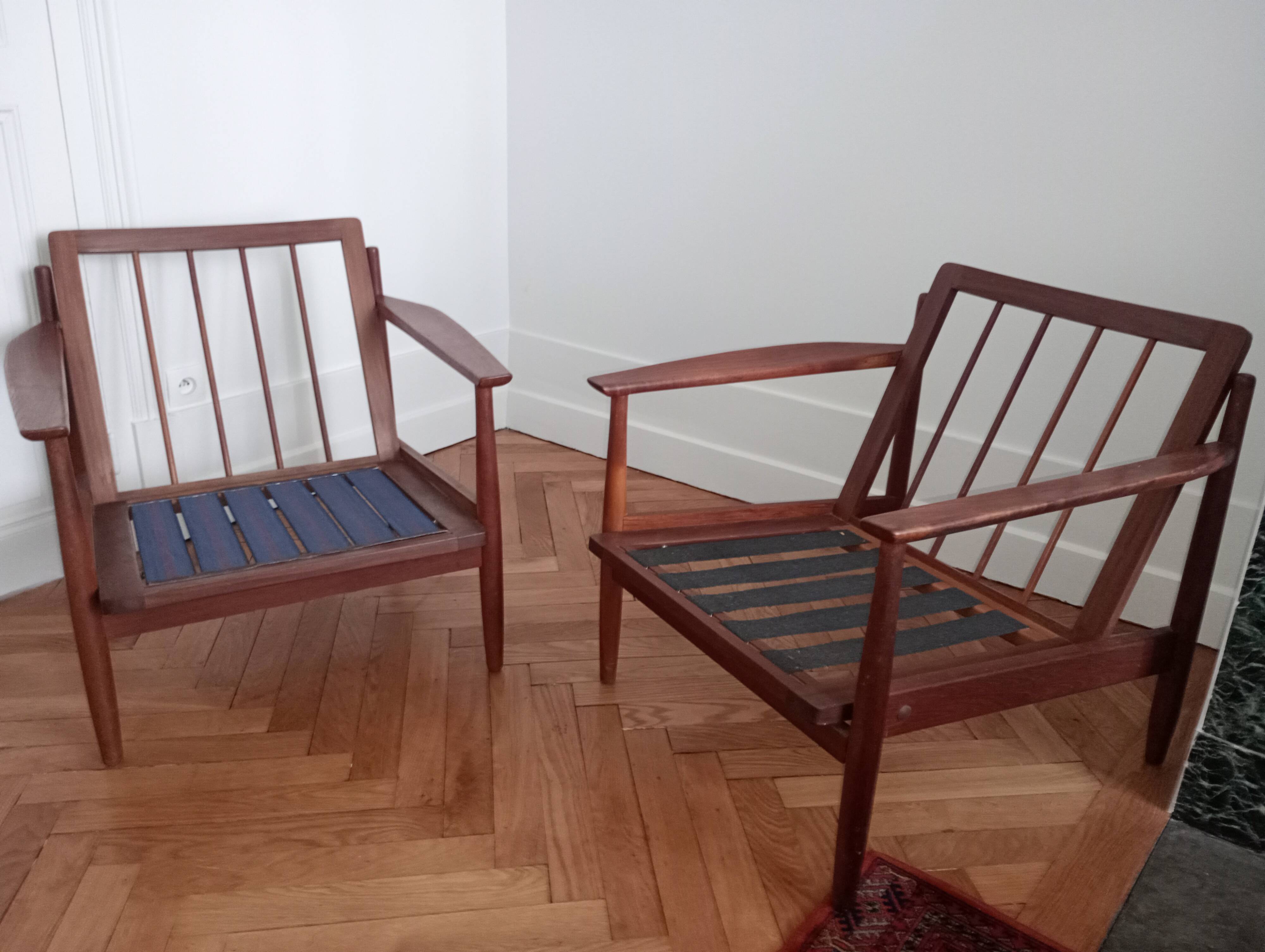 Pair of vintage Scandinavian teak armchairs.