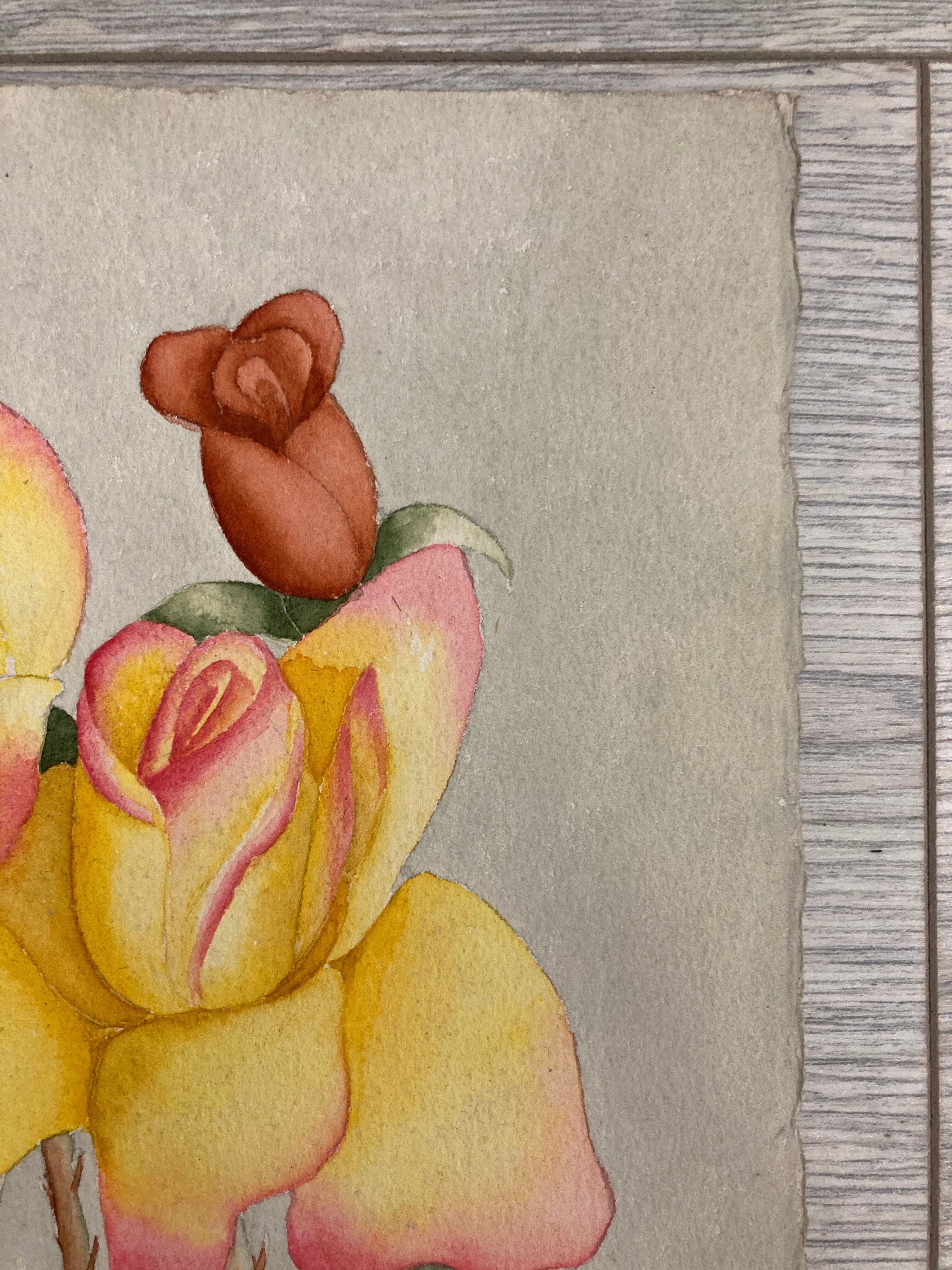 Watercolor with vintage roses