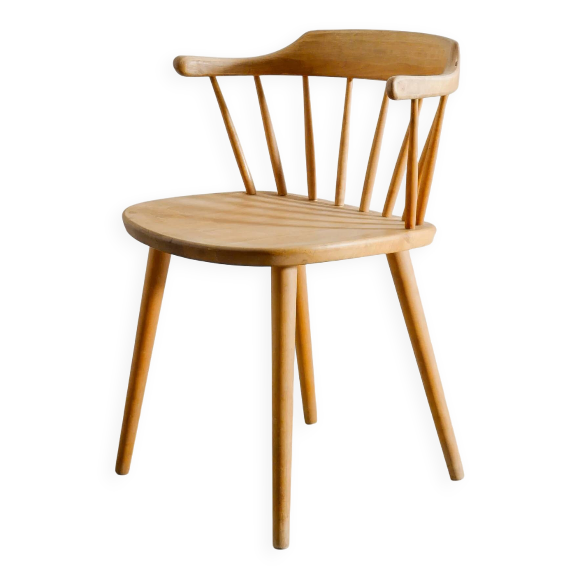 Vintage Swedish Sculptural Wooden Armchair in Beech by Yngve Ekström, 1950s