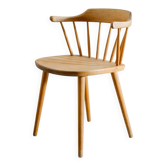 Vintage Swedish Sculptural Wooden Armchair in Beech by Yngve Ekström, 1950s