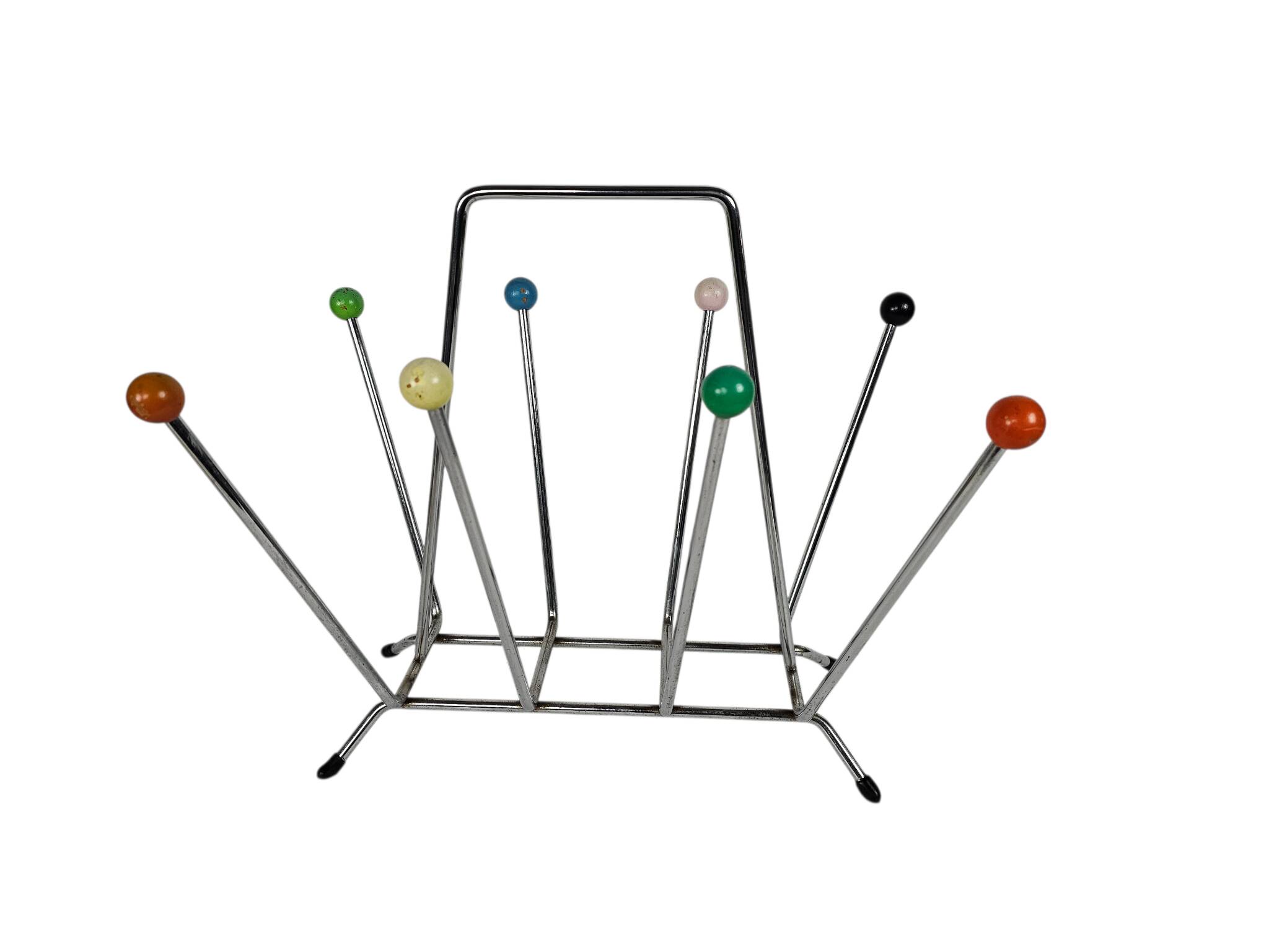Charles and Ray Eames style magazine rack - Atomic - chrome - wood  Sputnik