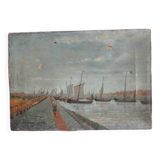 Tableau ancien à l'huile représentant Venise