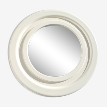 Miroir rond blanc 50cm vintage 1970