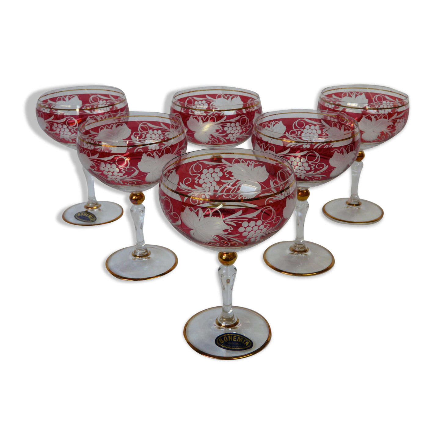 6 champagne glasses in lattal de bohème