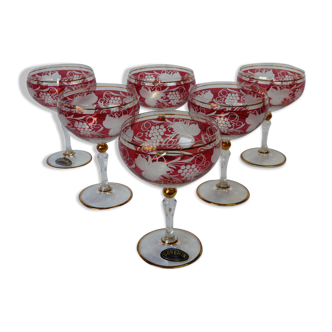 6 champagne glasses in lattal de bohème