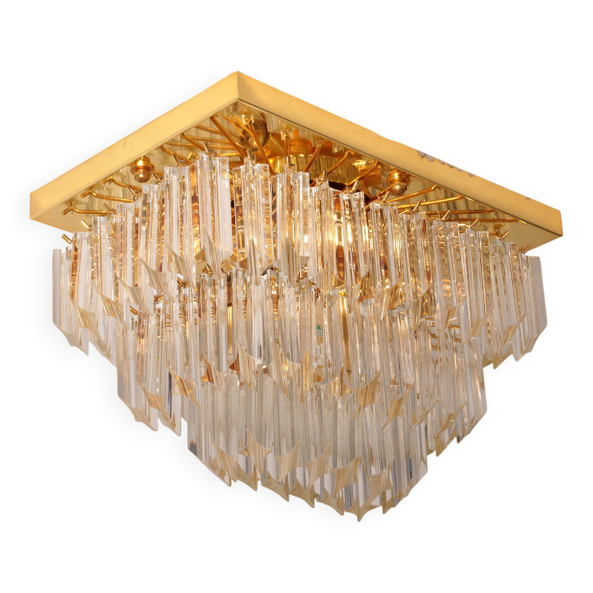 Novaresi Gold Plated Ceiling Lamp CH Serie 1970 Italy