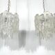 Mazzega Ice glass, pair of vintage murano chandeliers from 70s