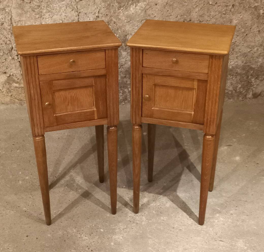 Paire table de chevet chêne massif art deco années 30/40