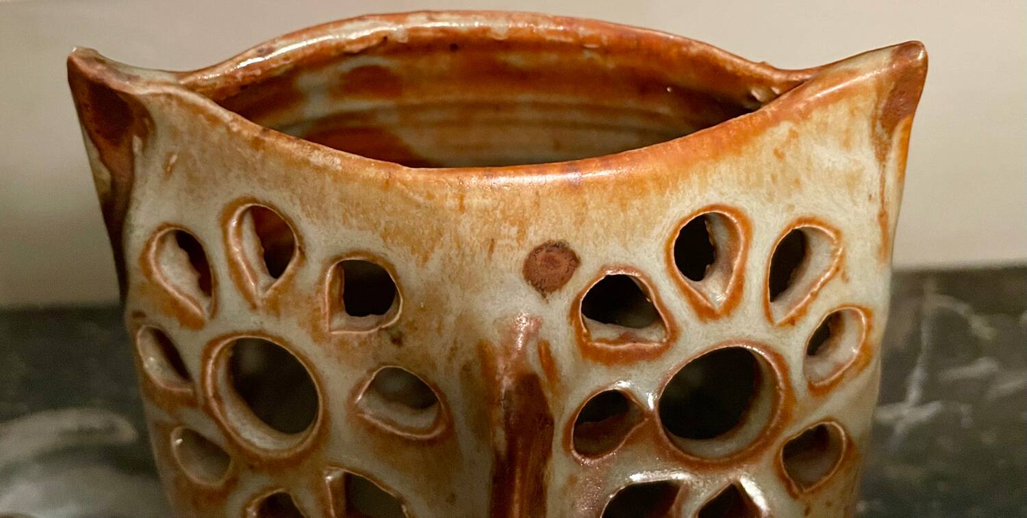 Vintage owl ceramic vase