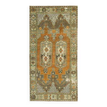 Tapis en laine turc Oushak vintage fait main 117x231