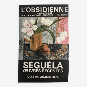 Affiche originale en lithographie de harry seguela, galerie l'obsidienne, 1975