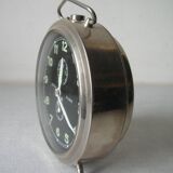 Old large mechanical alarm clock Peter Repeat Alarm chrome metal vintage retro decoration