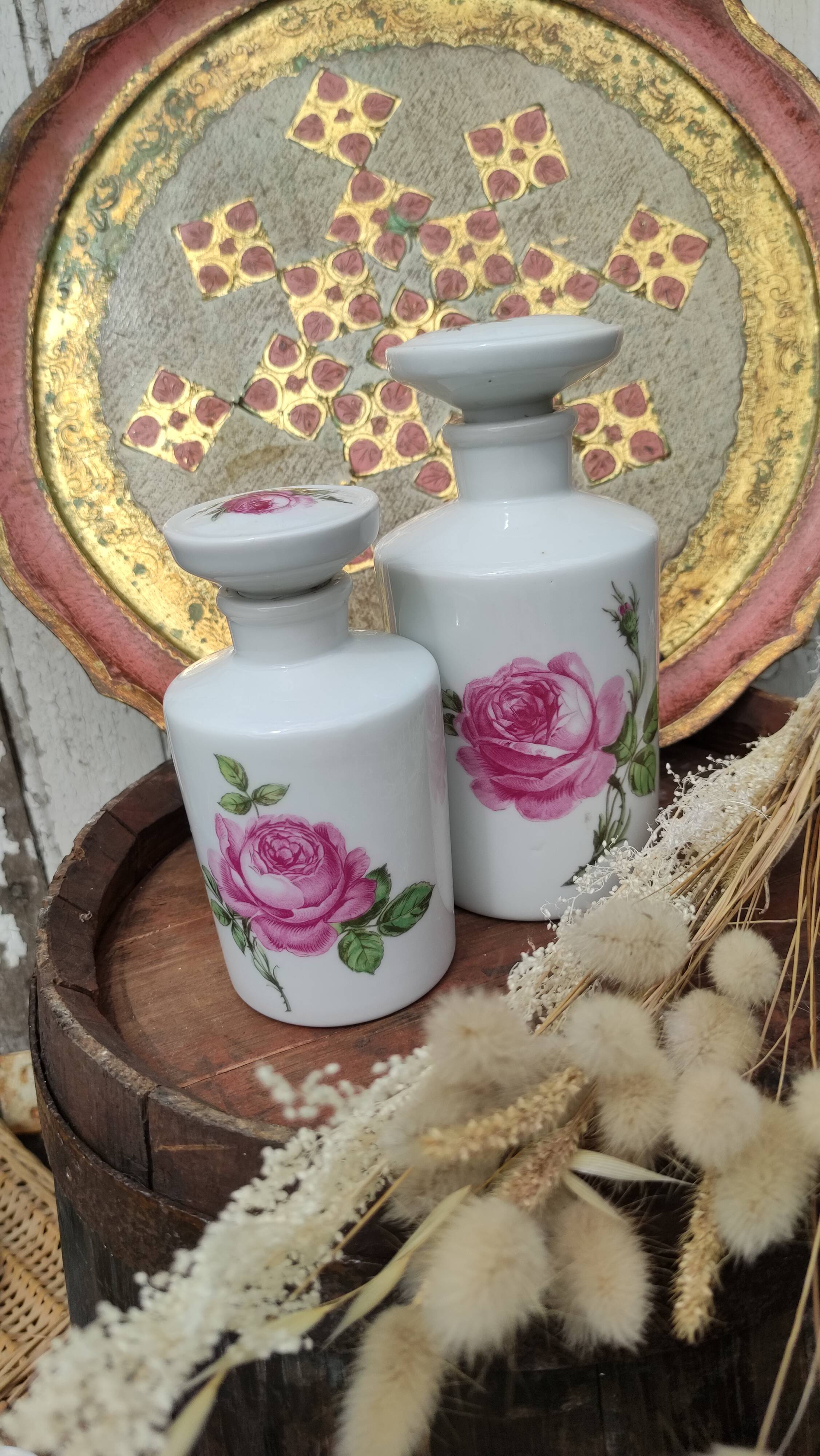 Antique white porcelain bottles