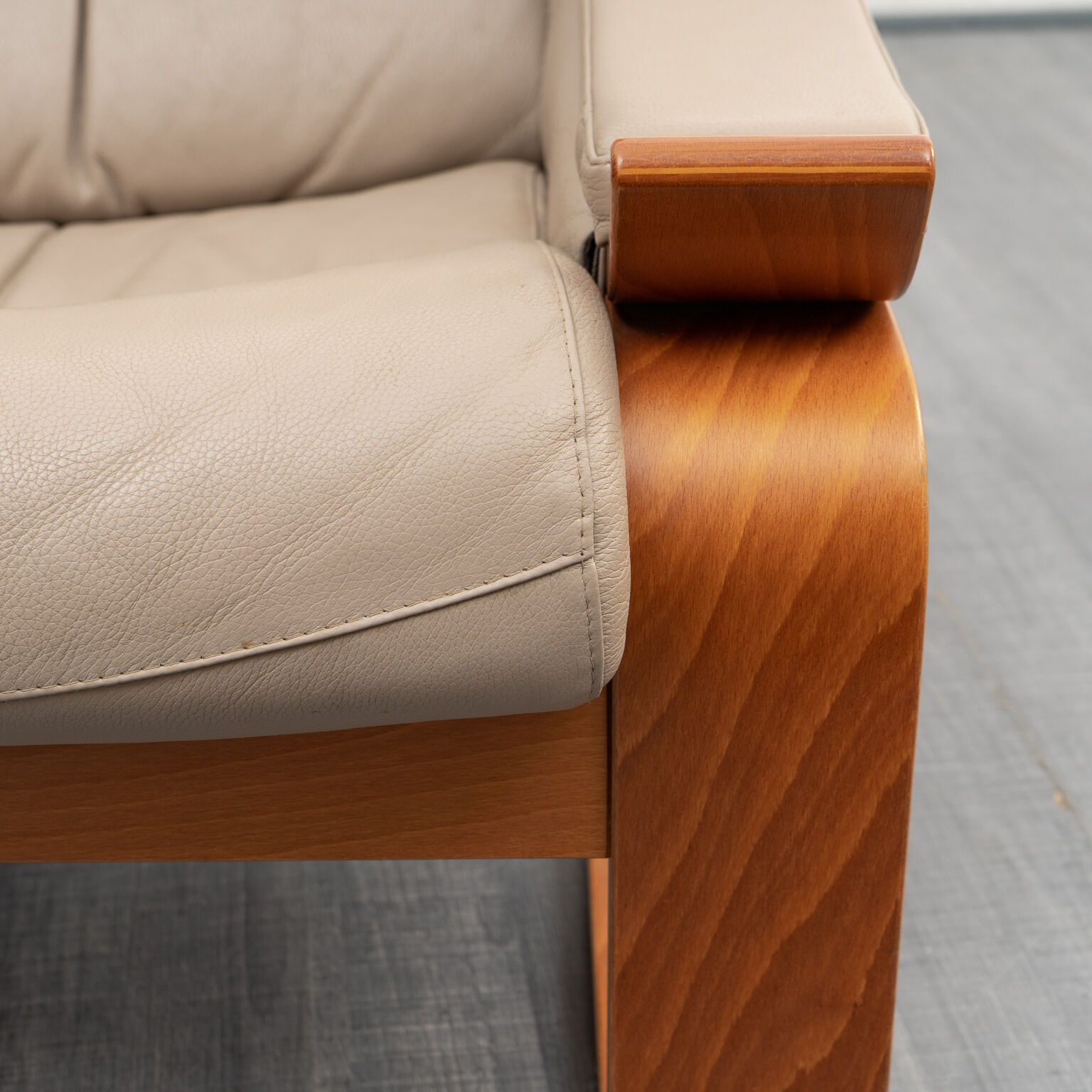 Lounge armchair with footrest, Scandinavian design, Kroken model, leather