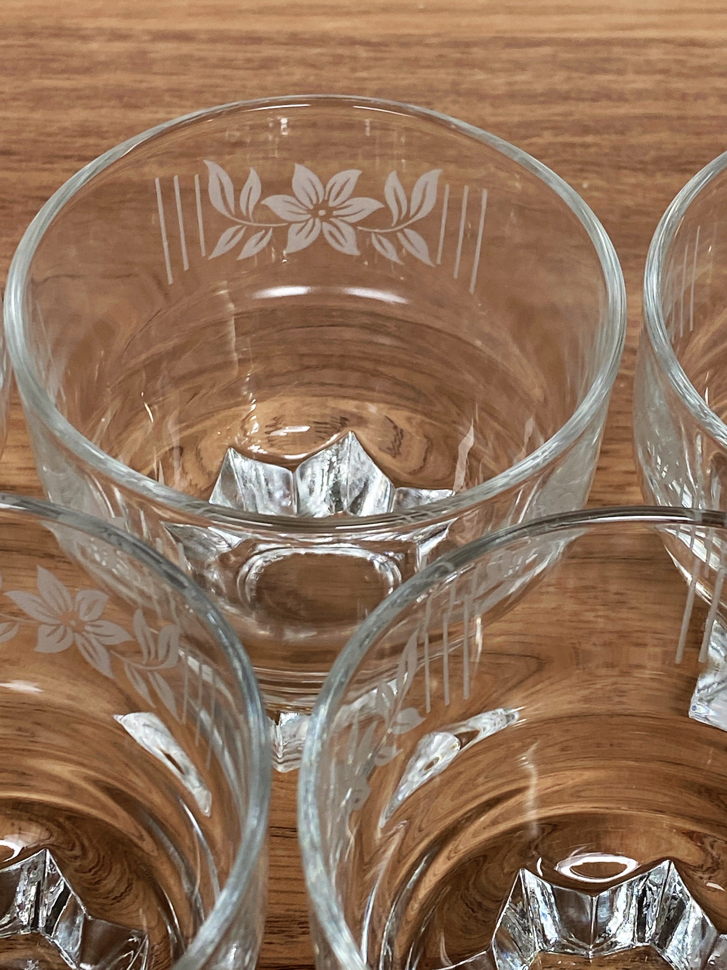 6 verres à eau vintage sérigraphiés