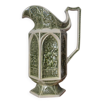 Decorative pitcher/sculpture in ceramic signed JMS