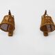 Pair of rattan and cane lantern wall lights. 1950s-60s
