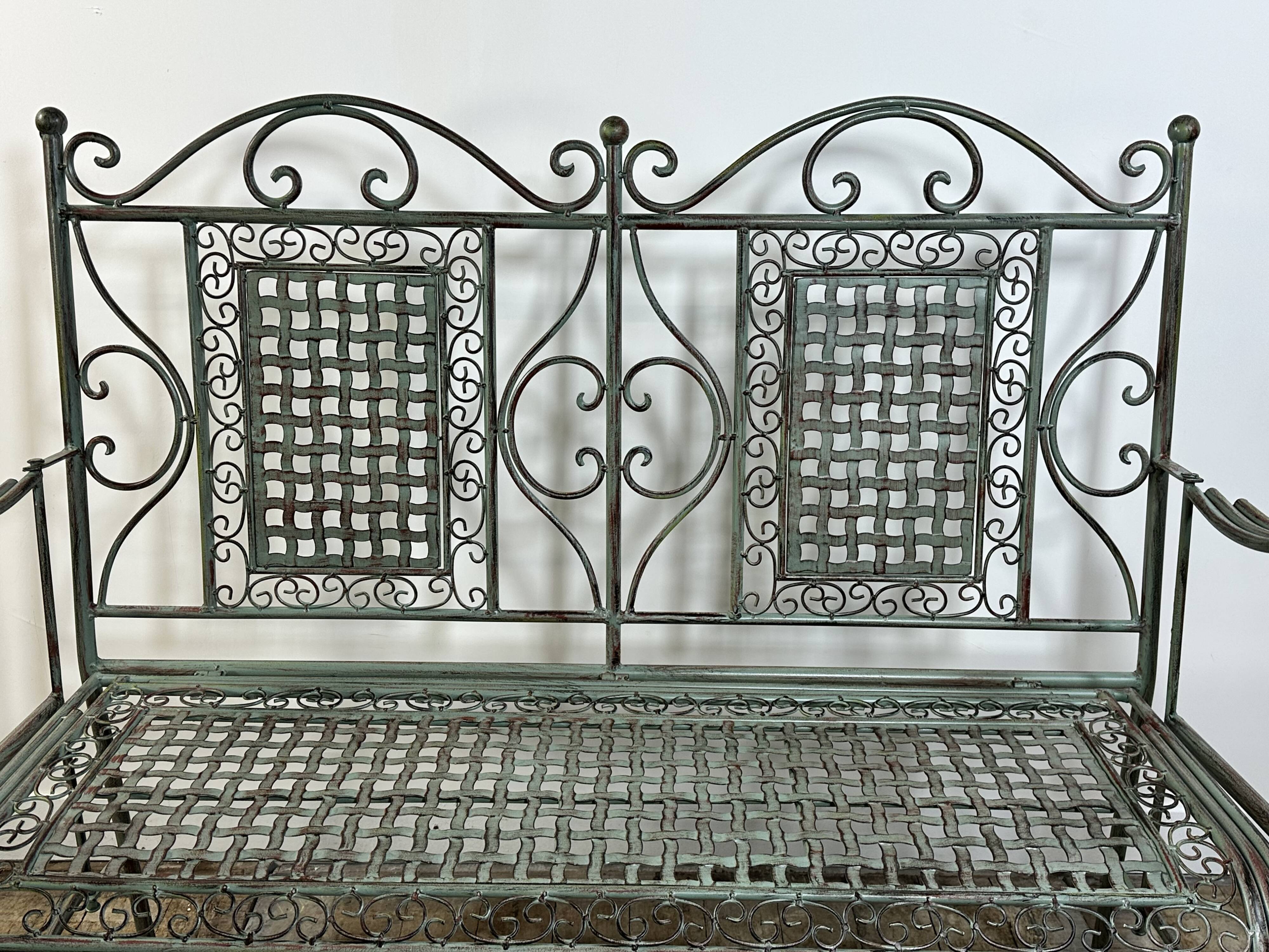 Folding iron garden bench