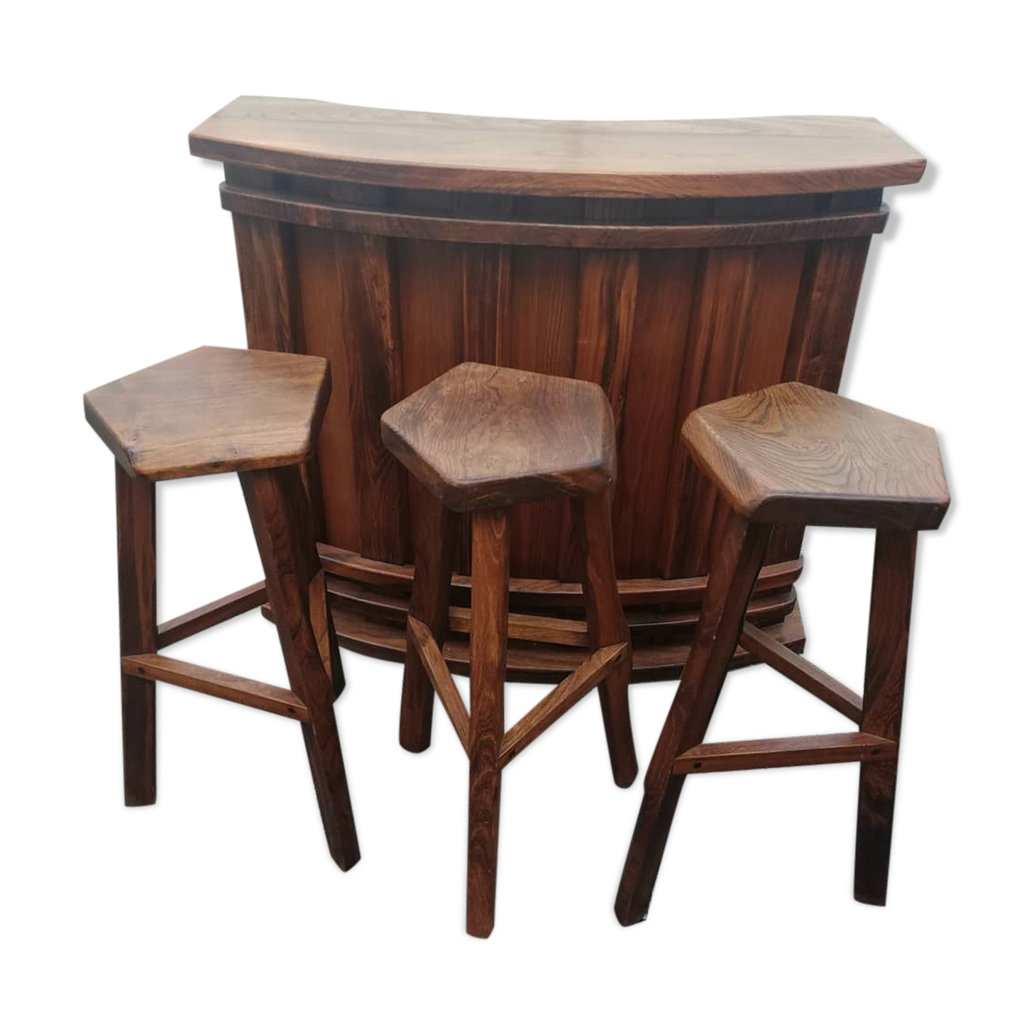 Bar and 3 stools rustic